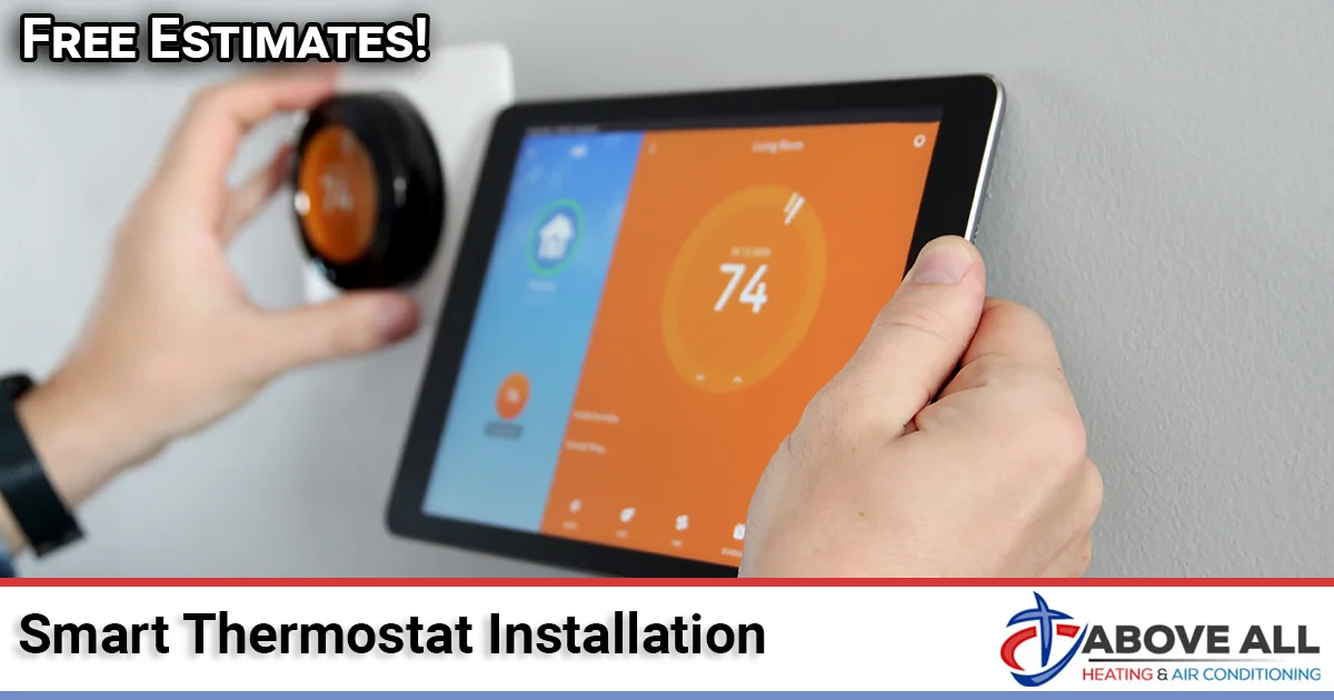 Smart thermostat installation on a wall in a Southern California Inland Valley home