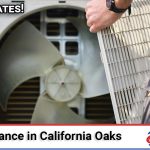 Above All Heating and Air technician performing AC maintenance for a home in California Oaks, Murrieta, CA